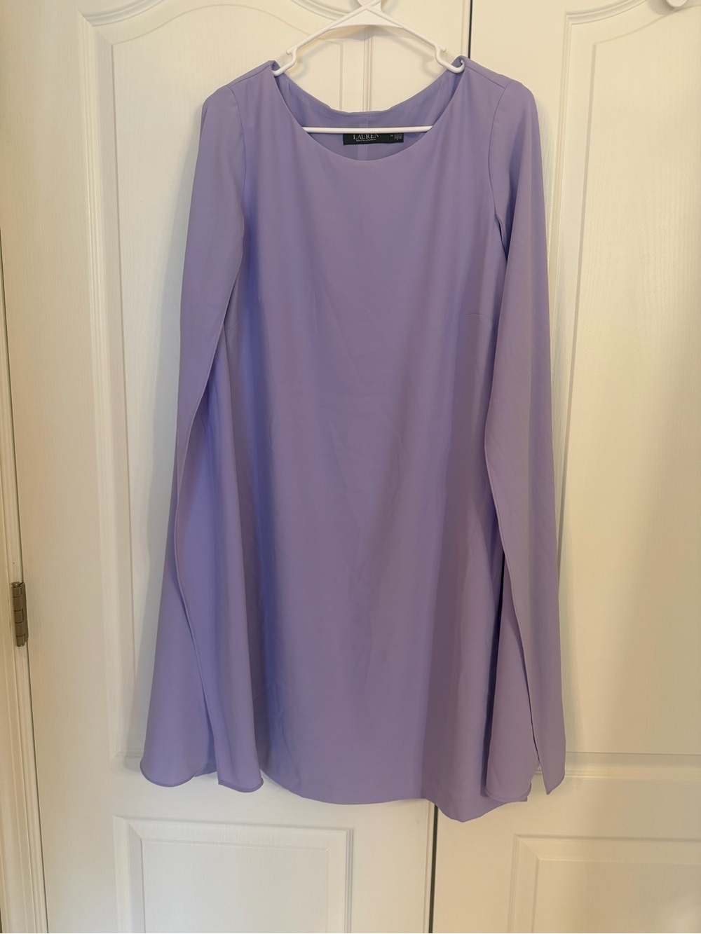 Ralph Lauren Lavender Long-Sleeve Cape Shift Dress